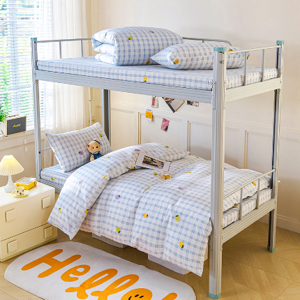 91家纺网 家纺一手货源 找家纺 （总）斯尔顿 2025新款13070全棉纯棉印花学生宿舍上下铺三件套-第一批