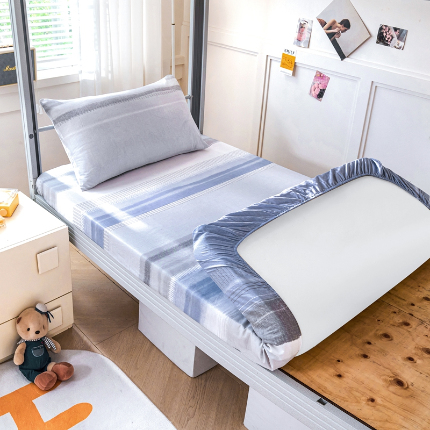 91家纺网 家纺一手货源 找家纺 （总）斯尔顿 2025新款13070全棉纯棉印花学生宿舍上下铺套件-第一批单品床笠单件单床笠