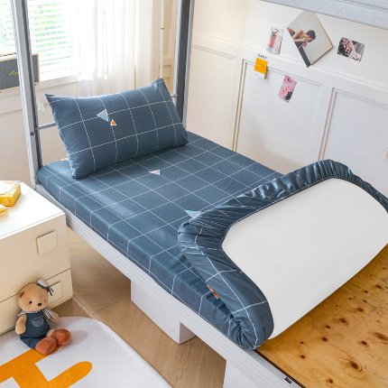 91家纺网 家纺一手货源 找家纺 （总）斯尔顿 2025新款13070全棉纯棉印花学生宿舍上下铺套件-第一批单品床笠单件单床笠