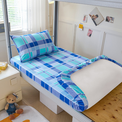 91家纺网 家纺一手货源 找家纺 （总）斯尔顿 2025新款13070全棉纯棉印花学生宿舍上下铺套件-第一批单品床笠单件单床笠