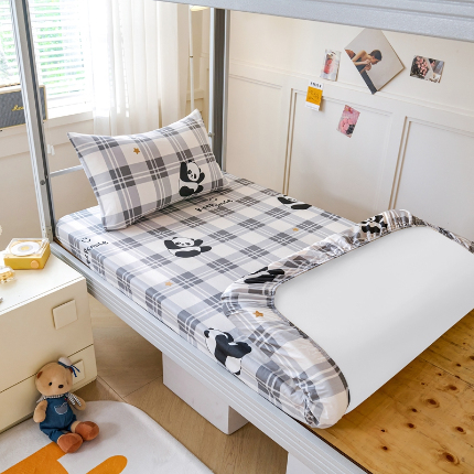 91家纺网 家纺一手货源 找家纺 （总）斯尔顿 2025新款13070全棉纯棉印花学生宿舍上下铺套件-第一批单品床笠单件单床笠