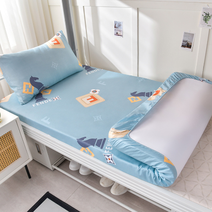 91家纺网 家纺一手货源 找家纺 （总）斯尔顿 2025新款13070全棉纯棉印花学生宿舍上下铺套件-第二批单品床笠床笠单件