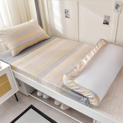 91家纺网 家纺一手货源 找家纺 （总）斯尔顿 2025新款13070全棉纯棉印花学生宿舍上下铺套件-第二批单品床笠床笠单件