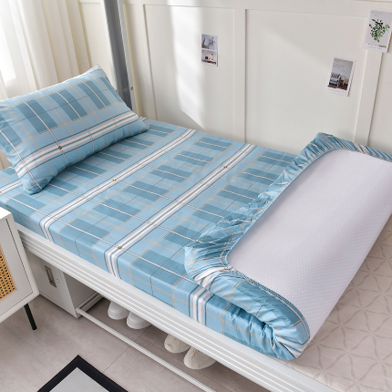 91家纺网 家纺一手货源 找家纺 （总）斯尔顿 2025新款13070全棉纯棉印花学生宿舍上下铺套件-第二批单品床笠床笠单件