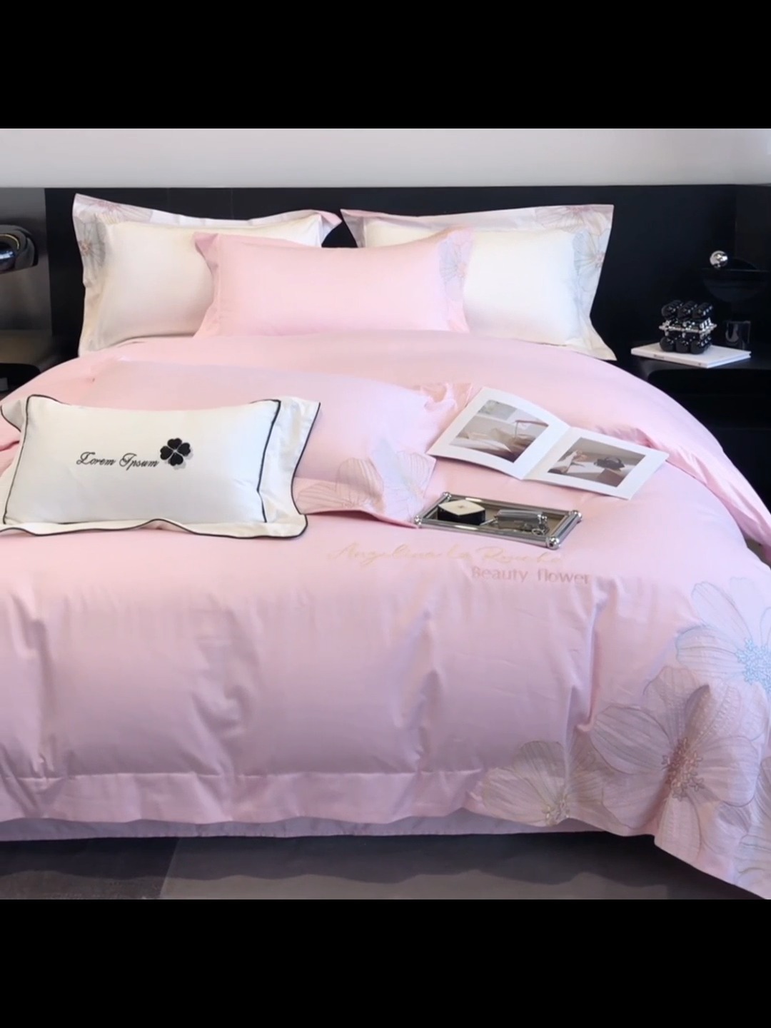 91家纺网 家纺一手货源 找家纺 （总）2025新款新款全棉刺绣四件套-绚丽【高档礼盒包装】