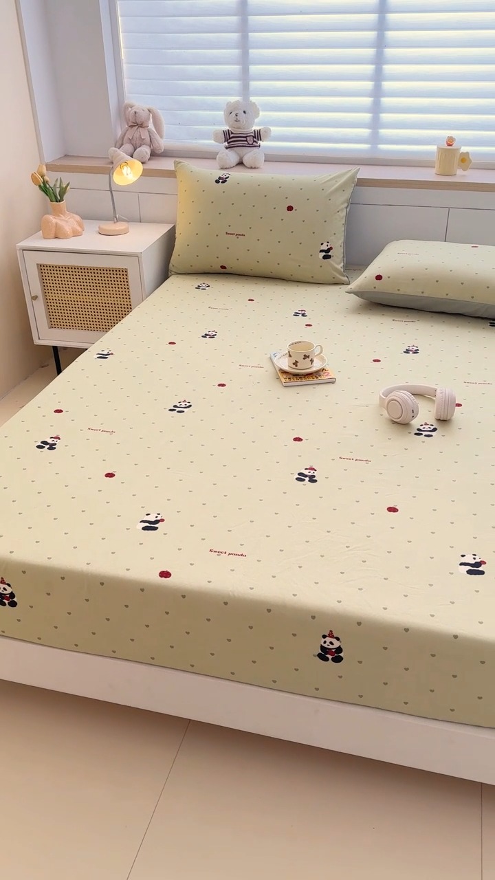 91家纺网 家纺一手货源 找家纺 （总）2025新款针织棉双层纱印花单床笠 床笠三件套