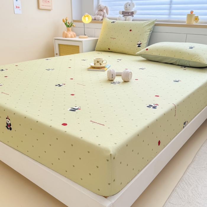 91家纺网 家纺一手货源 找家纺 （总）2025新款针织棉双层纱印花单床笠 床笠三件套