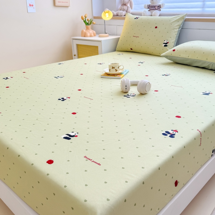 91家纺网 家纺一手货源 找家纺 （总）2025新款针织棉双层纱印花单床笠 床笠三件套