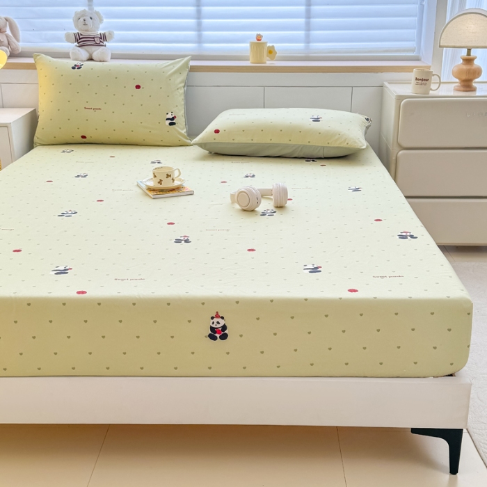 91家纺网 家纺一手货源 找家纺 （总）2025新款针织棉双层纱印花单床笠 床笠三件套