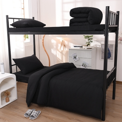 91家纺网 家纺一手货源 找家纺 （总）2025新款纯色双拼水洗棉大学生宿舍床上三件套被褥全套床品套件六件套