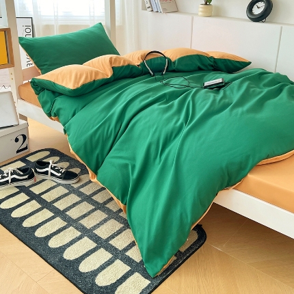 91家纺网 家纺一手货源 找家纺 2024新款水洗棉纯色简约三件套床上用品大学生宿舍寝室上下铺六件套