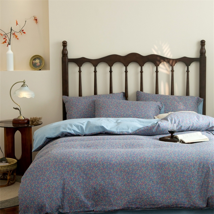 91家纺网 家纺一手货源 找家纺 （总）兰紫橙家纺 2025新款复古全棉纯棉双层纱印花四件套