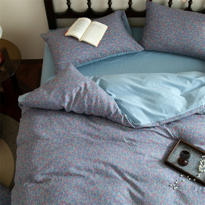 91家纺网 家纺一手货源 找家纺 （总）兰紫橙家纺 2025新款复古全棉纯棉双层纱印花四件套