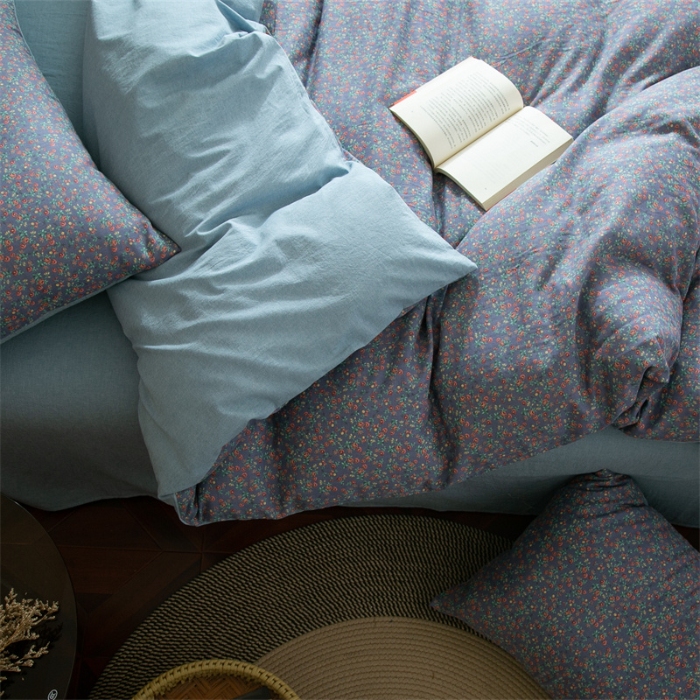 91家纺网 家纺一手货源 找家纺 （总）兰紫橙家纺 2025新款复古全棉纯棉双层纱印花四件套