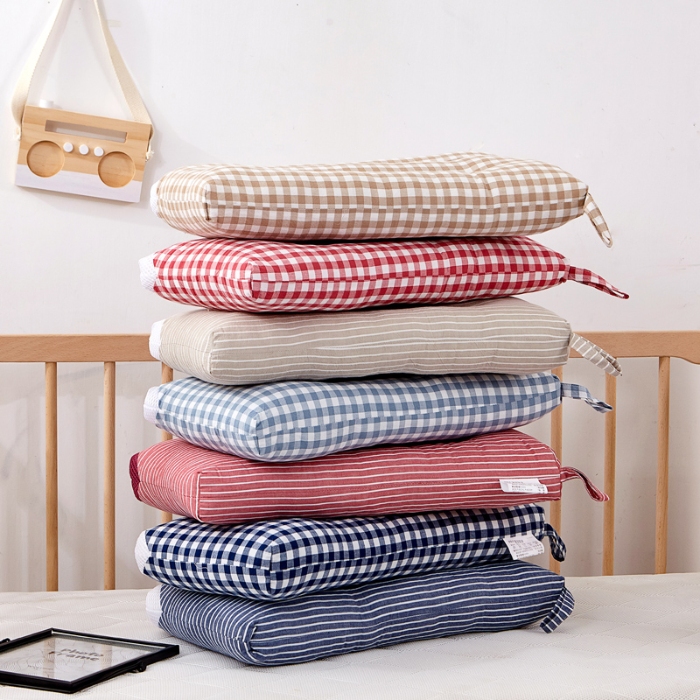 91家纺网 家纺一手货源 找家纺 （总）仁宇枕业 2025新款新品 色织全棉无印风水洗棉儿童枕头