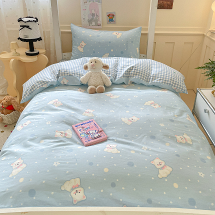 91家纺网 家纺一手货源 找家纺 （总）吉象家纺 2025新款12868高支密全棉印花学生季三件套