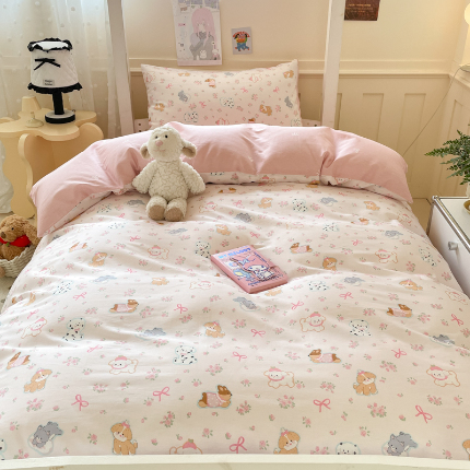 91家纺网 家纺一手货源 找家纺 （总）吉象家纺 2025新款12868高支密全棉印花学生季三件套