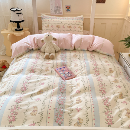 91家纺网 家纺一手货源 找家纺 （总）吉象家纺 2025新款12868高支密全棉印花学生季三件套