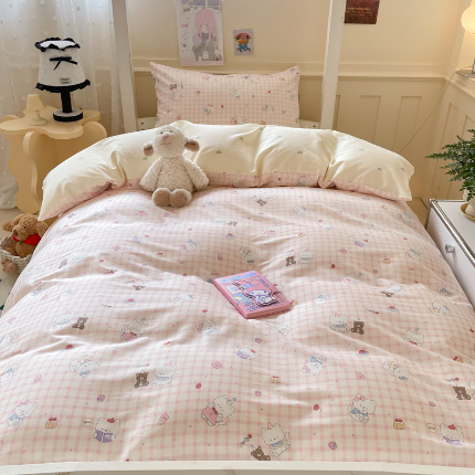 91家纺网 家纺一手货源 找家纺 （总）吉象家纺 2025新款12868高支密全棉印花学生季三件套