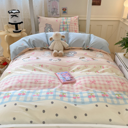 91家纺网 家纺一手货源 找家纺 （总）吉象家纺 2025新款12868高支密全棉印花学生季三件套