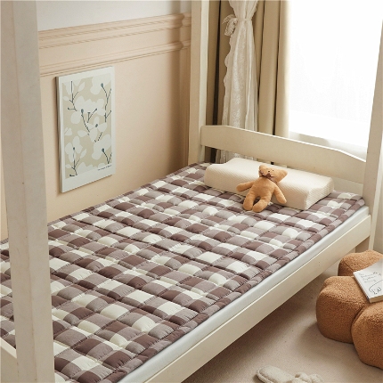 2025新款色织全棉水洗棉新疆棉花床垫学生宿舍加厚床褥子 灰白中格