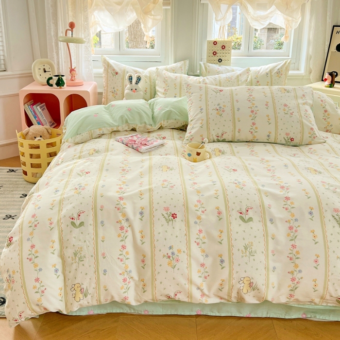 91家纺网 家纺一手货源 找家纺 （总）（总）2025新款13070全棉纯棉四件套超柔印花卡通系列软糯透气床单被套枕套床品套件