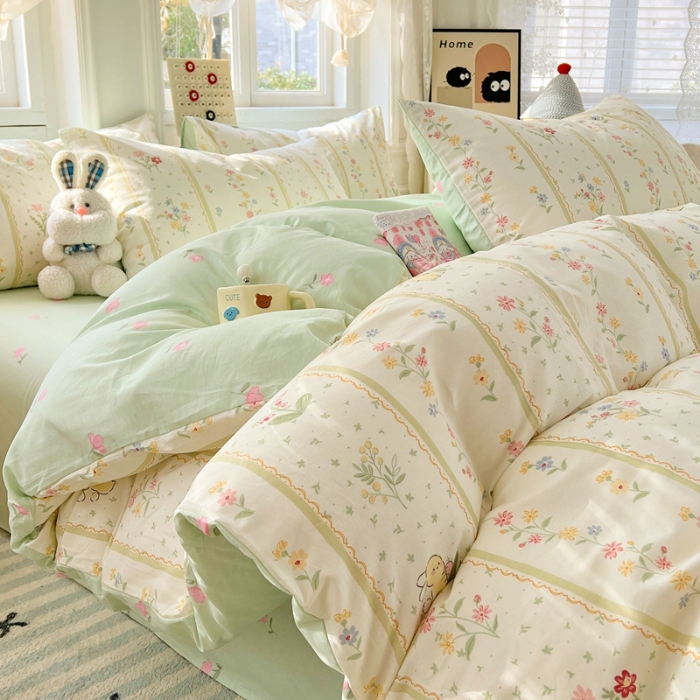 91家纺网 家纺一手货源 找家纺 （总）（总）2025新款13070全棉纯棉四件套超柔印花卡通系列软糯透气床单被套枕套床品套件