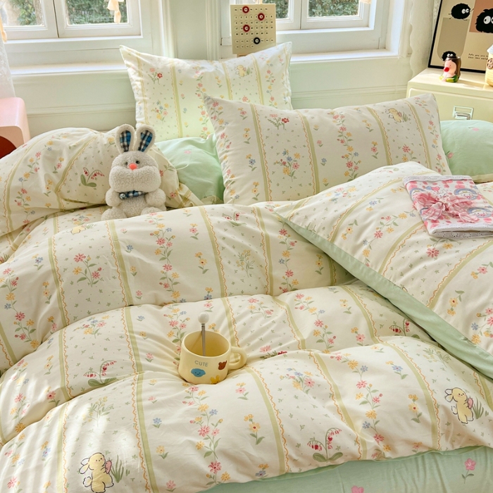 91家纺网 家纺一手货源 找家纺 （总）（总）2025新款13070全棉纯棉四件套超柔印花卡通系列软糯透气床单被套枕套床品套件