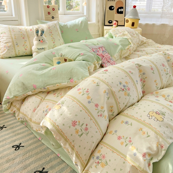 91家纺网 家纺一手货源 找家纺 （总）（总）2025新款13070全棉纯棉四件套超柔印花卡通系列软糯透气床单被套枕套床品套件