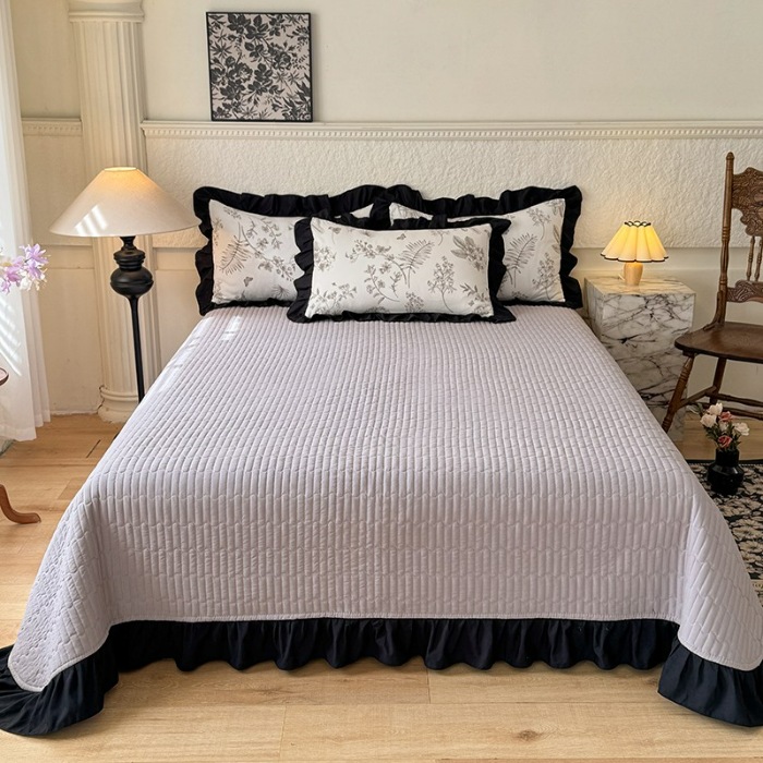 91家纺网 家纺一手货源 找家纺 苏米娜家纺2025新款春夏法式A类母婴级针织双层纱床盖款四件套赫本风全棉纯棉麻泡泡棉小竺棉超柔水洗棉床单床盖款 赫本风-繁花 