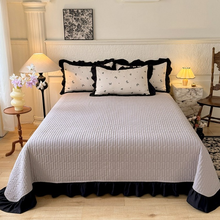 91家纺网 家纺一手货源 找家纺 苏米娜家纺2025新款春夏法式A类母婴级针织双层纱床盖款四件套赫本风全棉纯棉麻泡泡棉小竺棉超柔水洗棉床单床盖款  赫本风-蝶舞 