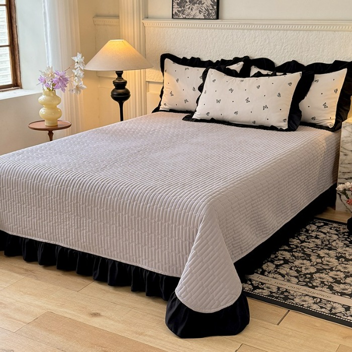 91家纺网 家纺一手货源 找家纺 苏米娜家纺2025新款春夏法式A类母婴级针织双层纱床盖款四件套赫本风全棉纯棉麻泡泡棉小竺棉超柔水洗棉床单床盖款  赫本风-蝶舞 