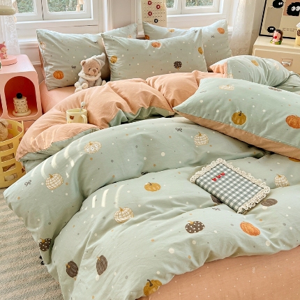 91家纺网 家纺一手货源 找家纺 （总）2025年新款13070全棉四件套加厚斜纹田园清新风四件套纯棉床单床笠款床品套件