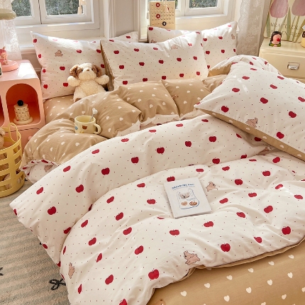 91家纺网 家纺一手货源 找家纺 （总）2025年新款13070全棉四件套加厚斜纹田园清新风四件套纯棉床单床笠款床品套件