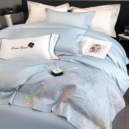 91家纺网 家纺一手货源 找家纺 （总）2025新款新款全棉刺绣四件套-绚丽【高档礼盒包装】