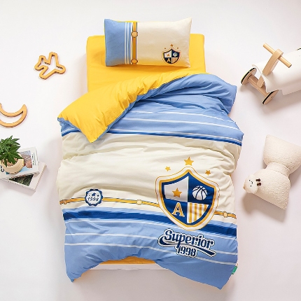 91家纺网 家纺一手货源 找家纺 (总）A类学院风全棉数码印花幼儿园被子三件套午睡棉被褥六件套