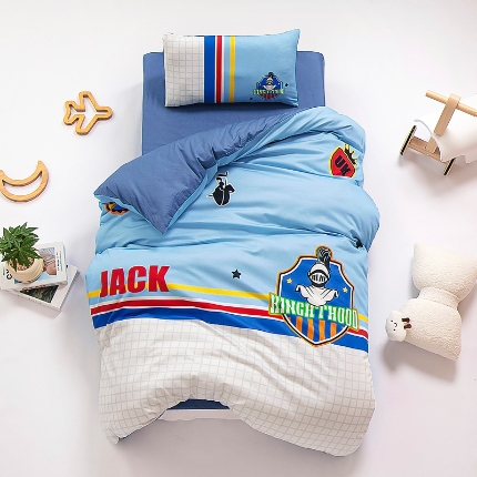 91家纺网 家纺一手货源 找家纺 (总）A类学院风全棉数码印花幼儿园被子三件套午睡棉被褥六件套