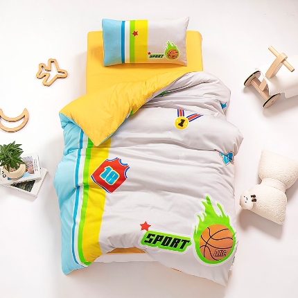 91家纺网 家纺一手货源 找家纺 (总）A类学院风全棉数码印花幼儿园被子三件套午睡棉被褥六件套