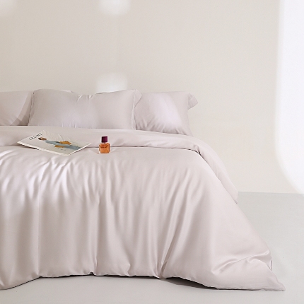 91家纺网 家纺一手货源 找家纺 （总）（总）2025新款【60s兰精天丝四件套】高级纯色双拼丝滑裸睡床单被套夏季居家款套件