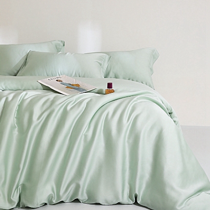 91家纺网 家纺一手货源 找家纺 （总）（总）2025新款【60s兰精天丝四件套】高级纯色双拼丝滑裸睡床单被套夏季居家款套件