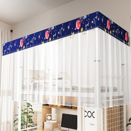 91家纺网 家纺一手货源 找家纺 （总）棉姐床帘蚊帐窗帘 2025新款一体式上下铺通用床帘蚊帐 三层梭织加厚99％遮光 配高度可伸缩烤漆支架