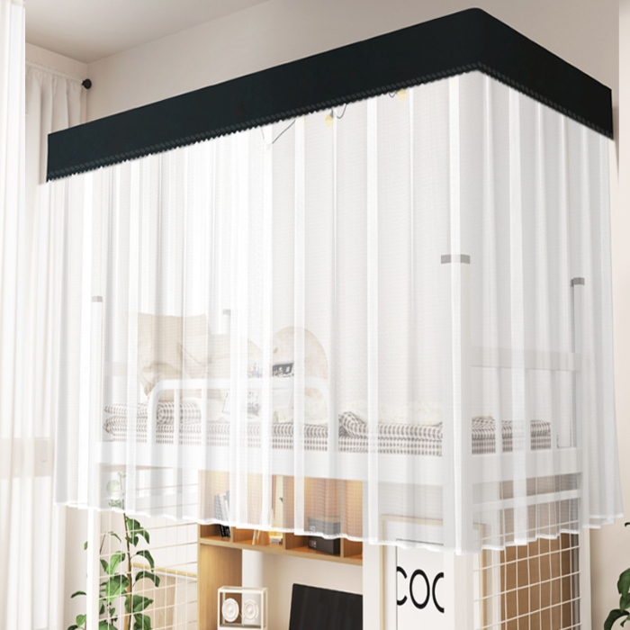 91家纺网 家纺一手货源 找家纺 （总）棉姐床帘蚊帐窗帘 2025新款一体式上下铺通用床帘蚊帐 三层梭织加厚99％遮光 配高度可伸缩烤漆支架