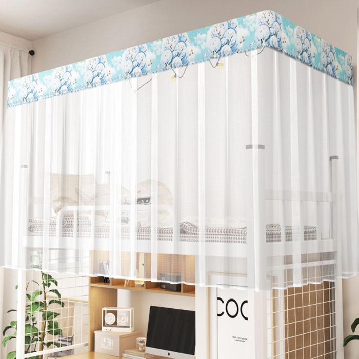 91家纺网 家纺一手货源 找家纺 （总）棉姐床帘蚊帐窗帘 2025新款一体式上下铺通用床帘蚊帐 三层梭织加厚99％遮光 配高度可伸缩烤漆支架