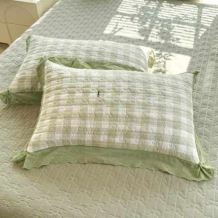 91家纺网 家纺一手货源 找家纺 （总）苏米娜2025春夏新款全棉针织棉棉麻印花小碎花针织棉双层纱夹棉枕套