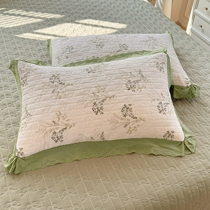 91家纺网 家纺一手货源 找家纺 （总）苏米娜2025春夏新款全棉针织棉棉麻印花小碎花针织棉双层纱夹棉枕套