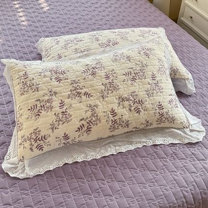 91家纺网 家纺一手货源 找家纺 2025春夏新款全棉针织棉棉麻印花小碎花针织棉双层纱夹棉枕套  梦蝶 