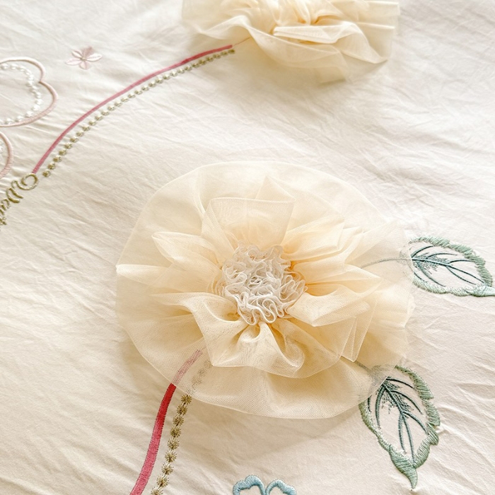 91家纺网 家纺一手货源 找家纺 苏米娜2026春夏新品韩版公主风超柔水洗棉床盖四件套刺绣针织棉双层纱纯棉棉麻全棉公主风床盖款四件套 秘密花园—奶昔白