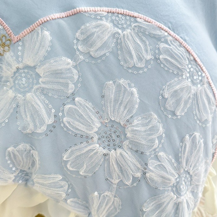 91家纺网 家纺一手货源 找家纺 苏米娜2026春夏新品韩版公主风超柔水洗棉床盖四件套刺绣针织棉双层纱纯棉棉麻全棉公主风床盖款四件套  秘密花园—婴儿蓝