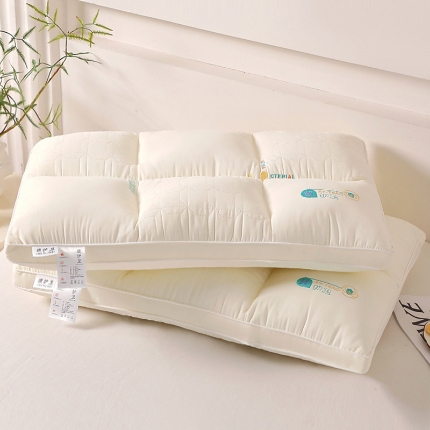 兴丝露枕芯 全棉分区羽丝护颈枕 全棉羽丝枕 羽丝绒枕芯 分区枕 全棉护颈枕