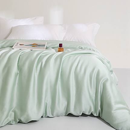 91家纺网 家纺一手货源 找家纺 （总）（总）2025新款60s兰精天丝被套单品高档简约纯色纯色双拼被套枕套床单单品